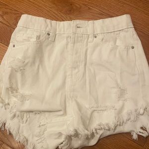 White jean shorts